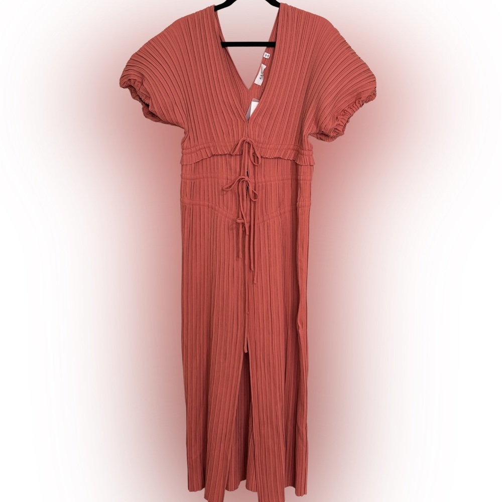 A.L.C Stella plissé-woven midi dress